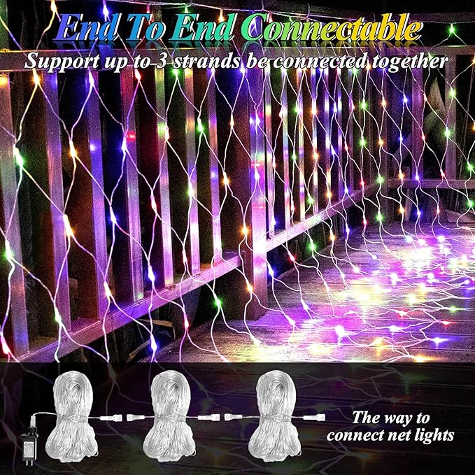 LitHome Color Changing 240 LED Christmas Net Lights,14.8ft x 5ft Mesh Fairy String Lights with Remote, Connectable Plug in Waterproof RGB Mesh Lights for Outdoor,Xmas Tree,Garden,Bushes Decorations