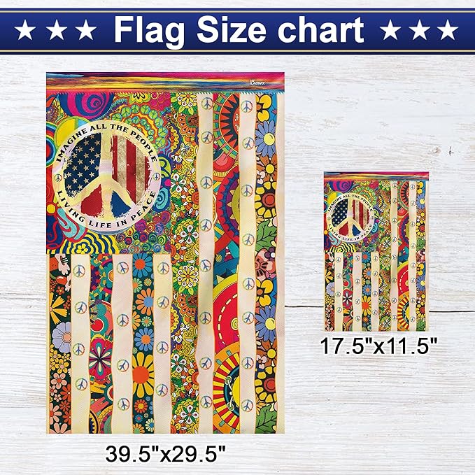 FLAGWIX Peace Hippie Flag - Decorations For Home, Outside, House Flag 30x40, People Living Life In Peace Hippie Flag - USA House Garden Flags - Decorative Outdoor Flags