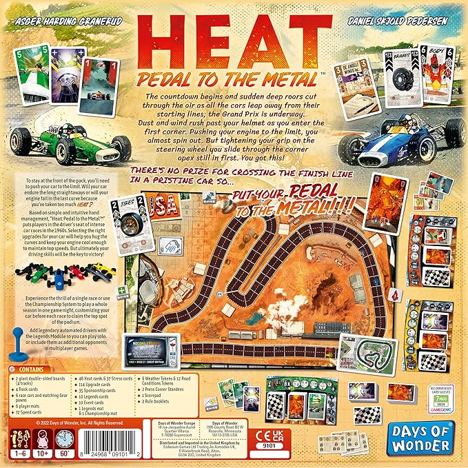 Asmodee HEAT: Pedal to the Metal Board Game - Intense Car Racing and Strategy Game, Fun Family Game for Kids and Adults, Ages 10+, 1-4 Players, 60 Minute Playtime