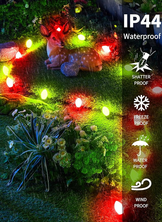 Vintage C9 LED Christmas Lights Outdoor, 50 Feet C9 String Lights with 50 Shatterproof Matte Bulbs, Connectable Waterproof Lights for Holiday Party Roofline Backyard Garden Patio, Red & Green