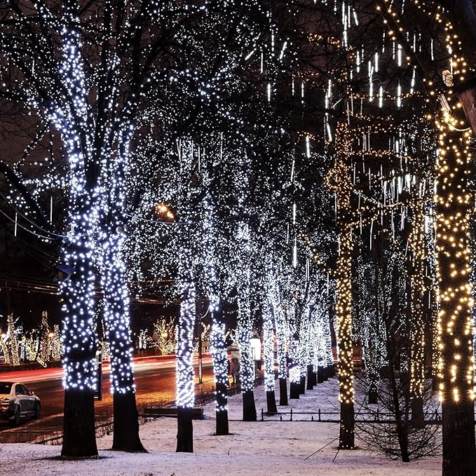 Solar String Lights 2 Pack 100ft Outdoor Waterproof 200 Led Fairy Lights 8 Modes - Ideal for Garden, Courtyards, Trees (Cool White)