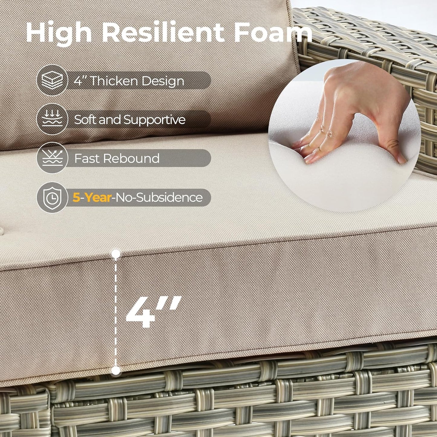 HOOOWOOO Outdoor Sectional Patio Furniture Set with Fire Pit Table,15 Pieces Wicker Conversation Sets L Shaped Couch,Extra Deep Out Door Sofa Outside Furniture with Swivel Chairs Ottomans,Beige