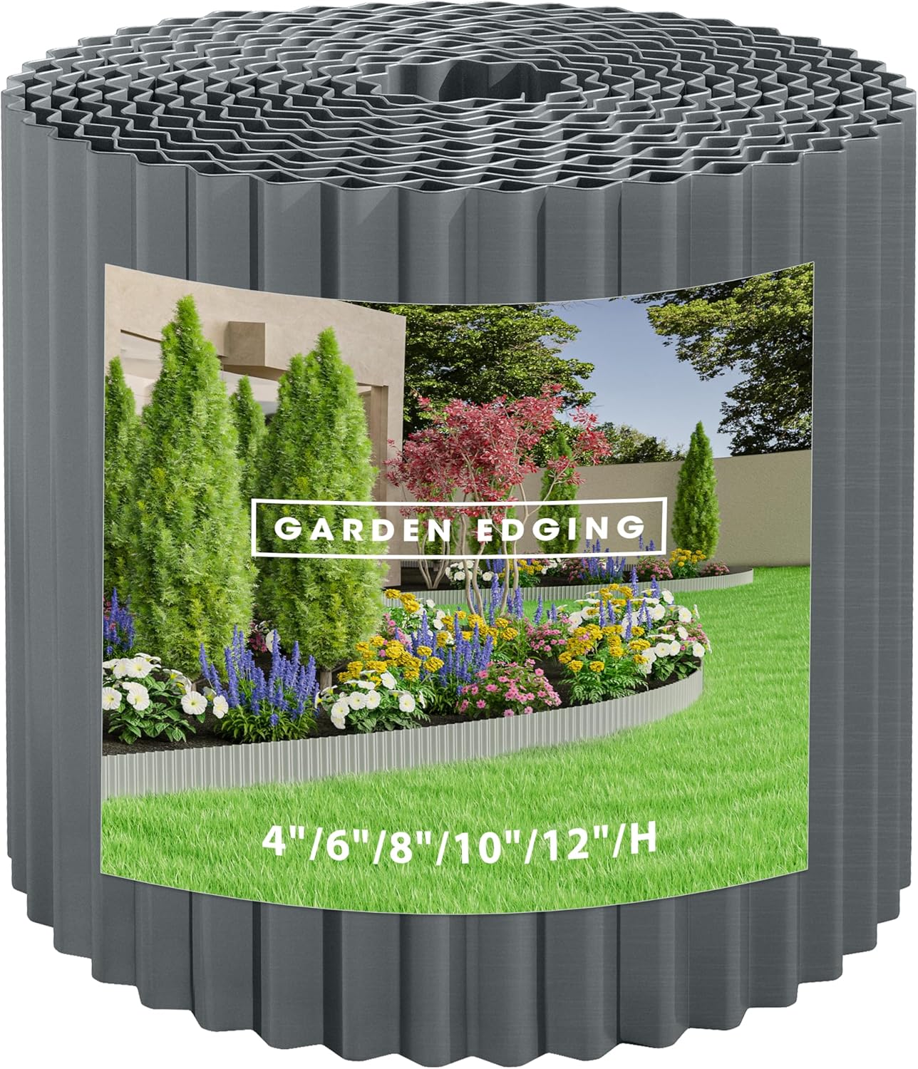 Metal Garden Edging Border, Corrugated Steel Landscaping, DIY for Lawn (Black, 6 Inch x 20FT)