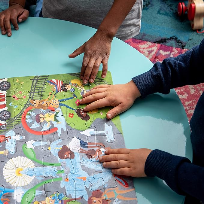 Upbounders® Splash Park 48 Piece Jumbo Puzzle for Kids Ages 4 5 6 7 8 | Beginner Floor Puzzle | Multicultural Family Children Preschoolers at Play | Large Pieces & Storage Box (FSC-Certified)