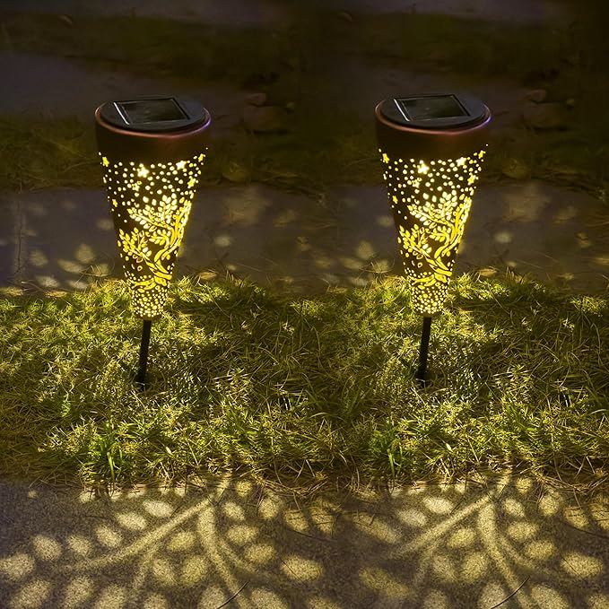 Tree of Life 2 Pack Solar Pathway Lights - Outdoor Waterproof Garden Decor, Pathway Landscape Lights for Backyard Patio Path Yard Lawn Walkway