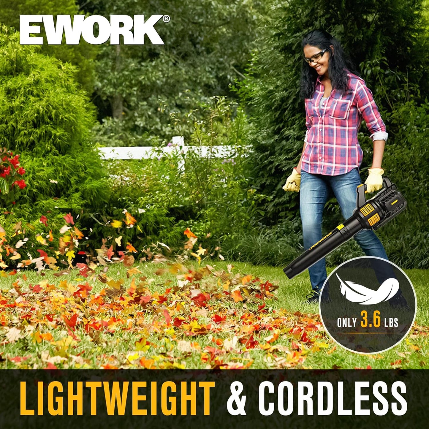 Leaf Blower Cordless 20V Powerful Electric Leaf Blower with 2x4.0Ah Batteries and Charger, Variable Speed & Turbo, Up to 550CFM and 150MPH Lightweight Battery Powered Leaf Blowers for Lawn Care, Patio