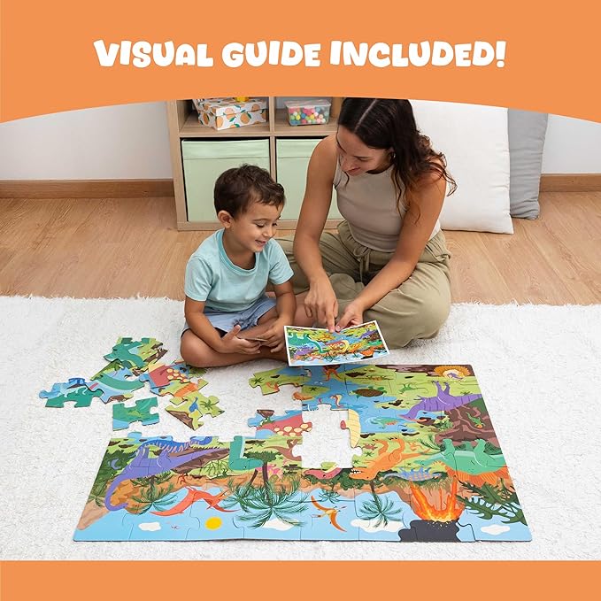 BONNYCO Giant Floor Puzzles for Kids of Dinosaurs with 48 Large Pieces. Jumbo Puzzle 36.2 x 24.4 in, Gifts for Boys and Girls, Educational Kids Toys Ages 2-8