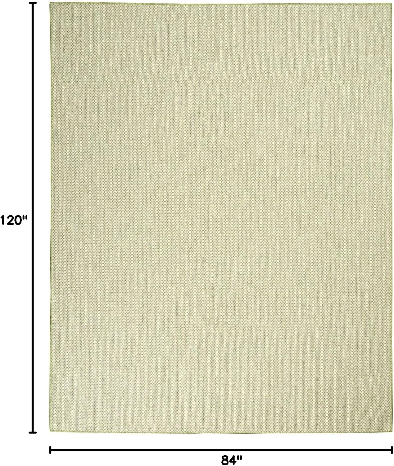 Nourison Home Courtyard Indoor/Outdoor Ivory Green 7' x 10' Area Rug, Geometric, Easy Cleaning, Non Shedding, Bed Room, Living Room, Dining Room, Deck, Patio, Backyard (7x10)