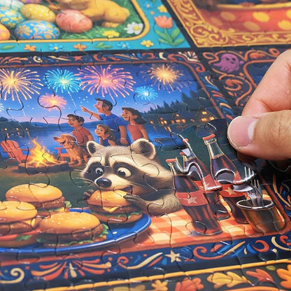 Think2Master Holiday Collage 500 Pieces Large Format Jigsaw Puzzle: Kids 12+, Teens, Adults & Families. A Year of Celebration an Excellent Present for Birthdays, Christmas. Size: 26.8” X 18.9”