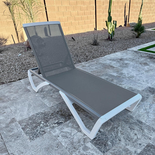 PURPLE LEAF Patio Chaise Lounge Chair Outside Aluminum Plastic Stackable Tanning Chairs for Pool Sunbathing Beach Deck Outdoor Lounger, Grey