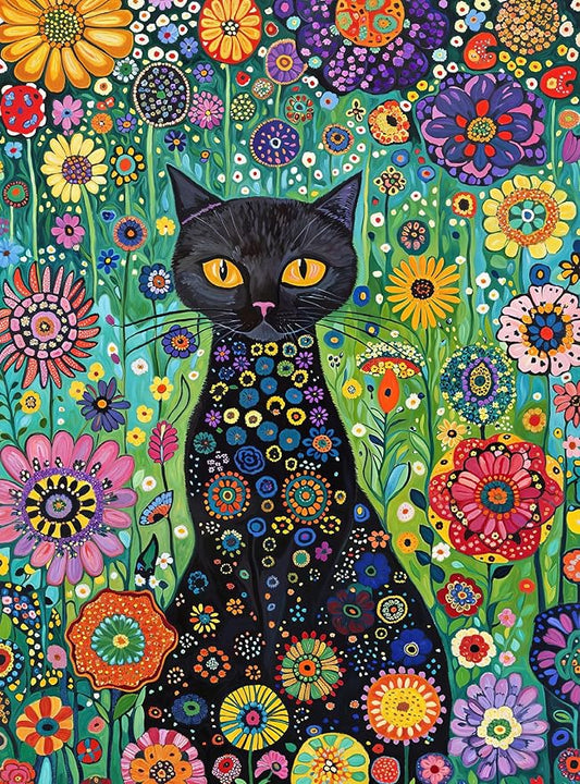 Cross & Glory - Petals and The Midnight Cat - 1000 Piece Jigsaw Puzzle for Adults | Satin-Finish | Vibrant Garden & Cat Theme | Challenging & Artistic Puzzle Game
