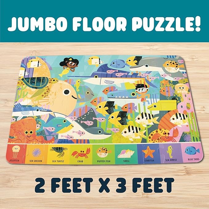 Chuckle & Roar Educational 50 PC Floor Puzzle Giant Seek & Find Ocean