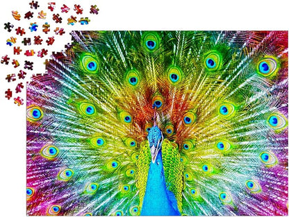 1000 Pieces Jigsaw Puzzle for Adults – Matte Finish, Soft Touch, Easy to Assemble, Tight Fit, Vivid Colors, Missing Pieces Service – Rainbow Gradient of Multicolor Peacock – by ENJOY Puzzle