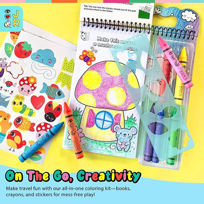 Bright Stripes Art On The Go Nature Theme Travel Kit for Kids Ages 3+ | Travel-Friendly Coloring Set with Crayons, Stickers & Activity Book | Mess-Free Creative Fun for Toddlers and Preschoolers