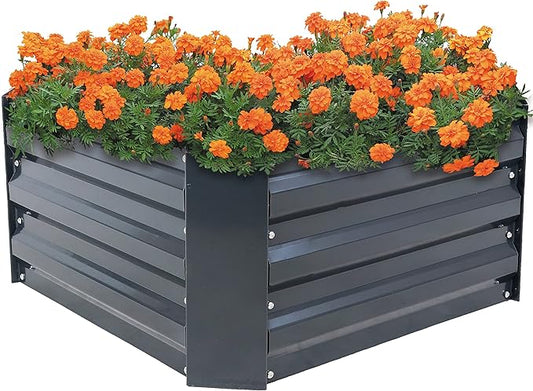 Sunnydaze 11.75" H Raised Metal Garden Bed - Galvanized Raised Garden Bed Outdoor for Vegetables and Flowers - Dark Gray - Square