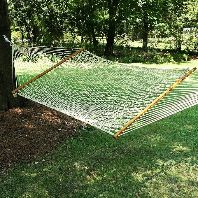 Original Pawleys Island 13DCOT Large Oatmeal DURACORD Rope Hammock with Free Extension Chains & Tree Hooks, Handcrafted in The USA, Accommodates 2 People, 450 LB Weight Capacity, 13 ft. x 55 in.