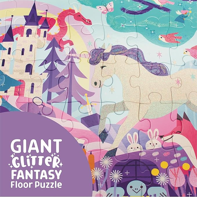 Chuckle & Roar Educational 50 PC Floor Puzzle Glitter Fantasy Fun Edition