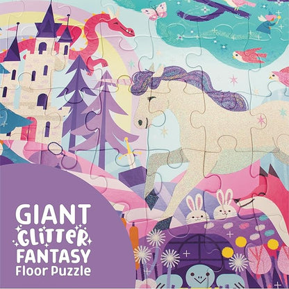 Chuckle & Roar Educational 50 PC Floor Puzzle Glitter Fantasy Fun Edition