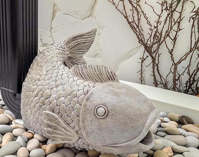 Real Fish Sculpture Gutter Diverter Rain,Eco-Friendly Resin Gutter Extender Diverter,Deco Gutter Extension Downspout, Splash Block, Perfect Rain Gutter Downspout Extension for 3"x4" Downspouts