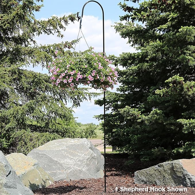 Sunnydaze 82-Inch Outdoor Heavy-Duty Shepherd Hook - Black - Set of 2