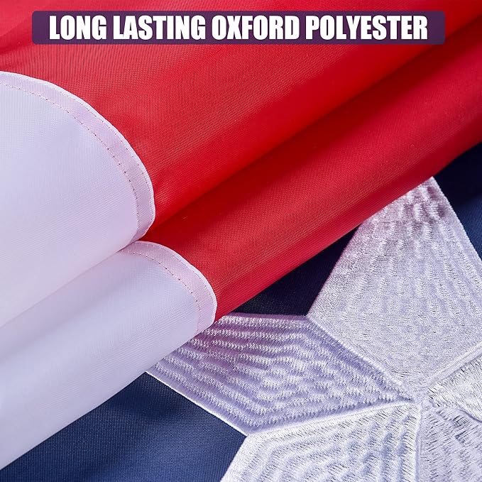 Texas State Flag 3x5 Ft, Deluxe Embroidered Heavy Duty Polyester Durable TX Outside Flags, Indoor/Outdoor, Sewn Stripes and Brass Grommets