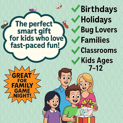 Bug Bash Card Game- Award-Winning Kids Brain Game for Ages 7-12 - Quick-Counting Bug-Slapping Game Fast, Fun, and Frenetic - Smart Games for Kids 7-12 and 2-4 Players