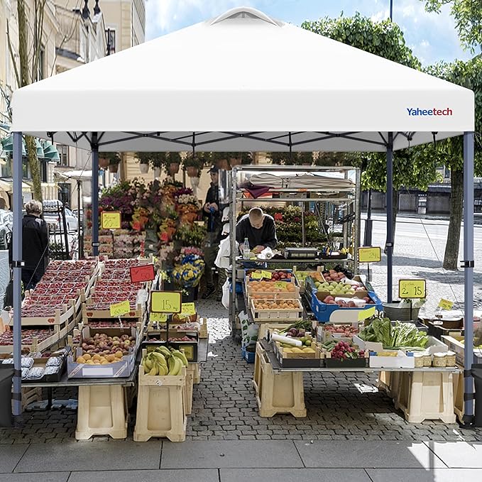 Yaheetech 12x12 Pop-up Canopy Tent w/ 2 Integrated Wheels for Mobility, Waterpoof & Heavy Duty, Instant Sun Shelter with Carry Bag, Weight Bags for Outdoor Camping Beach Patio Parties, White