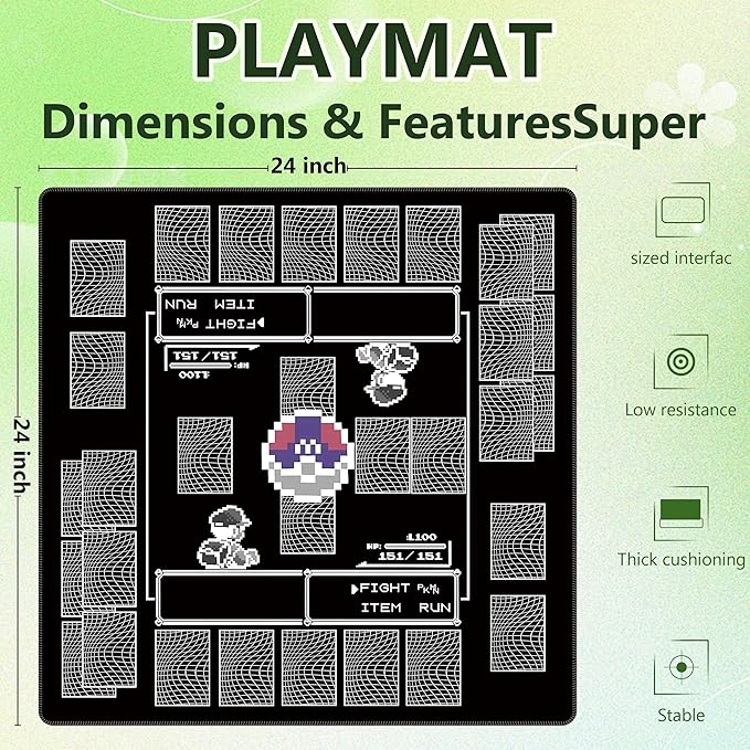 Premium PTCG playmat Set - 24x24 for Pokemon mat with 22 Damage counters and Storage Bag - Ideal for PTCG Board Game and TCG Play(Style4)