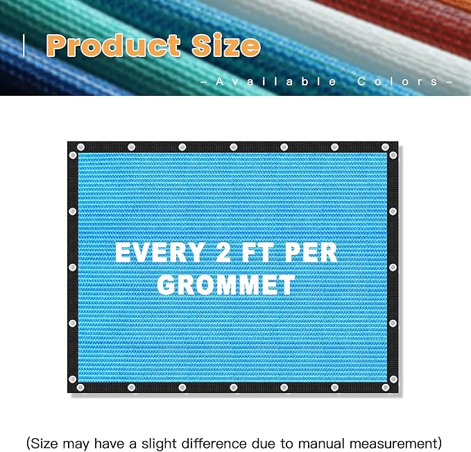 VICLLAX Shade Fabric Sun Shade Cloth with Every 2 FT Grommets for Patio Garden Pergola Cover Canopy 14x18 FT, Mixed Turquoise