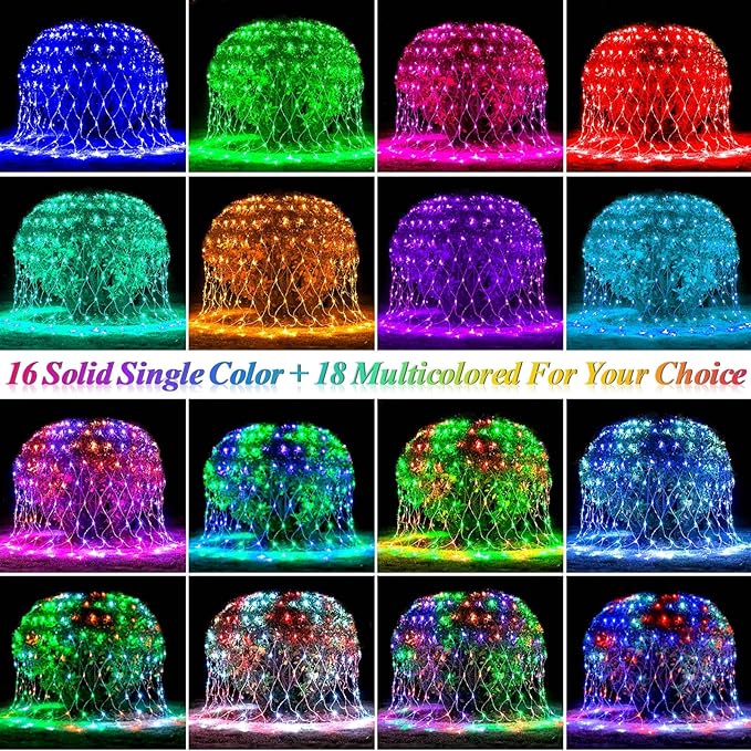 LitHome Color Changing 240 LED Christmas Net Lights,14.8ft x 5ft Mesh Fairy String Lights with Remote, Connectable Plug in Waterproof RGB Mesh Lights for Outdoor,Xmas Tree,Garden,Bushes Decorations