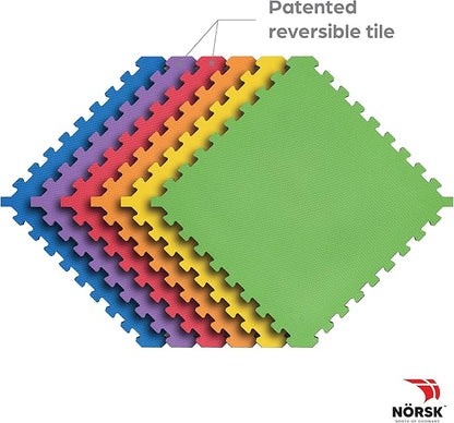 Norsk Dual-Sided Reversible 1/2" Foam Exercise Mats for Home Gym - Interlocking EVA Foam Tiles