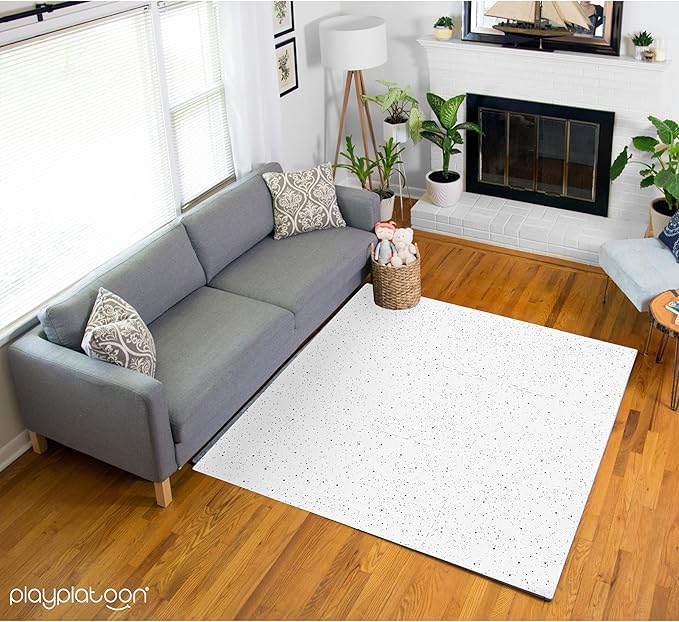 Play Platoon Non-Toxic Large Kids Play Mats for Floors, 9 Tile 72 x 72 inch - Extra-Thick Interlocking Comfortable Cushioned 24 x 24 in. Puzzle Mat with Border, Neutral Playmat Rug for Toddlers
