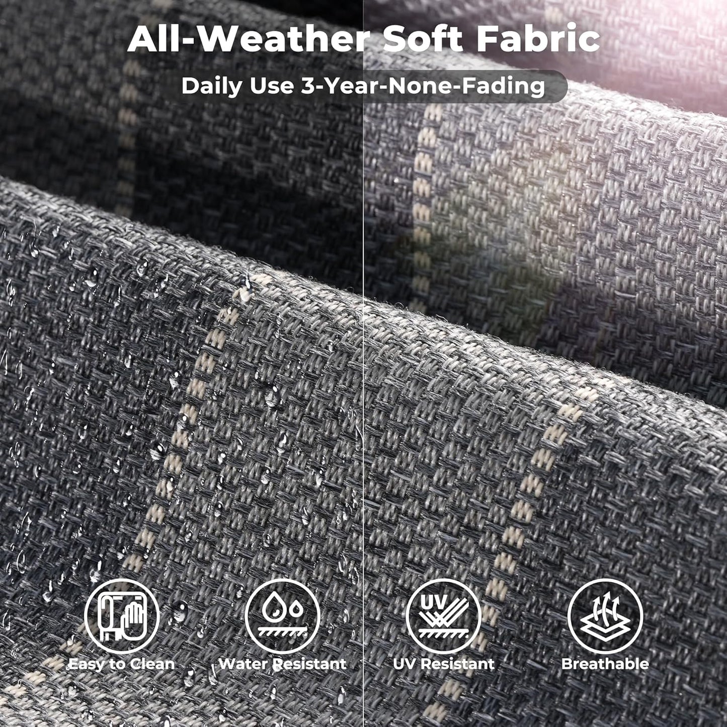 ovios 9 Pieces Patio Furniture Set, Outdoor Wicker Sectional Sofa with 42" Firepit Table Swivel Chair, Modern Modular Deep Seat Rattan Couch Conversation Sets, Dark Gray Stripe