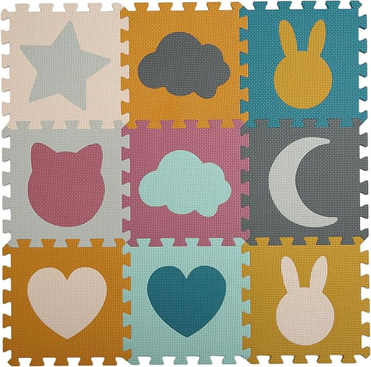 Baby Play Mats for Floor, Foam Baby Play Mat, Foam Play Mats Shapes Puzzle Mat 9 Pieces