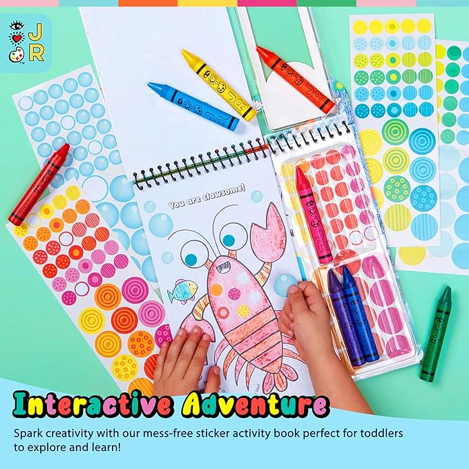 Bright Stripes Travel Art Kit for Kids Ages 3+ | Going Dotty Ocean Theme | Compact Coloring Set with Crayons, Stickers & Activity Book | Fun, Mess-Free Crafts for Toddlers and Preschoolers