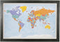 Push Pin Travel Maps - Blue Oceans World - Rustic Black Framed Pin Map for Tracking Your Travels - 27.5" x 39.5" - 8 Handcrafted Frame Options - Made in USA - Ideal for Any Traveler