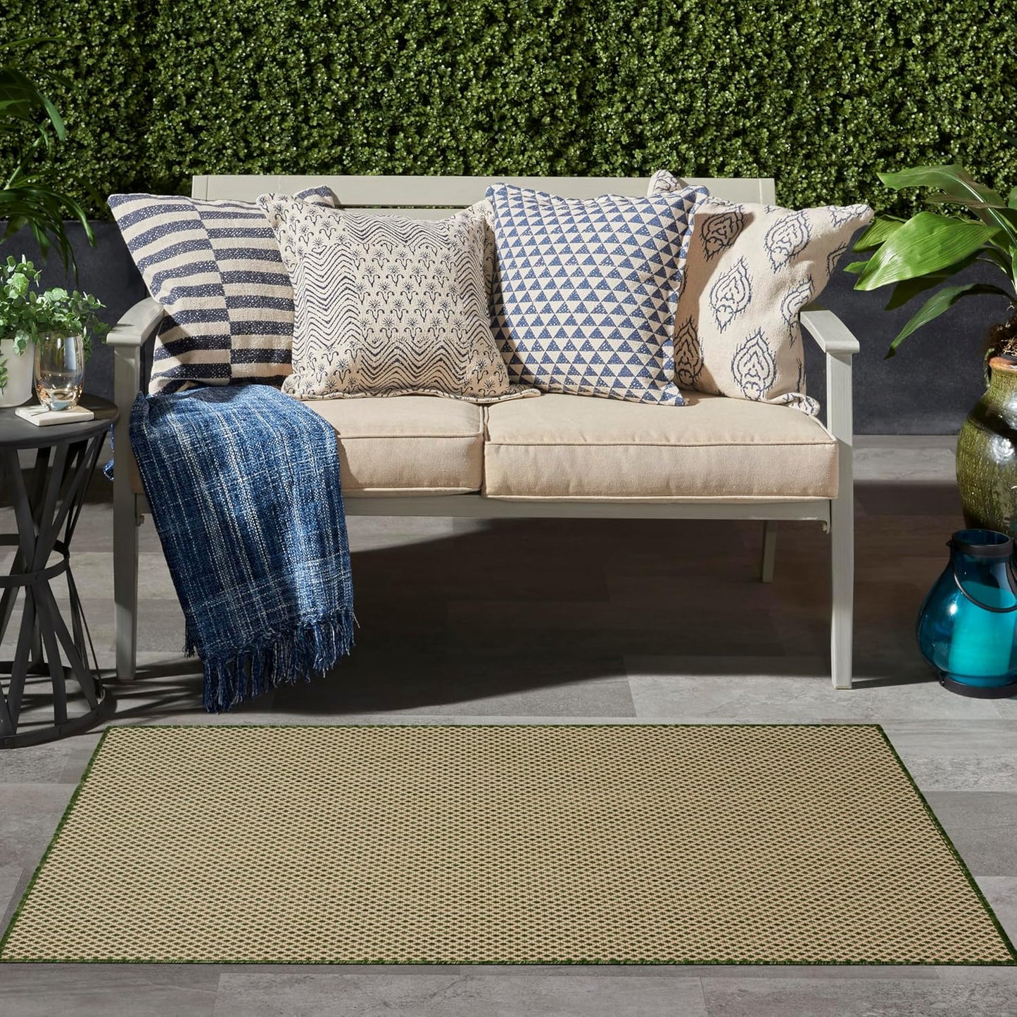 Nourison Home Courtyard 2' x 3' Green Fabric Area Rug
