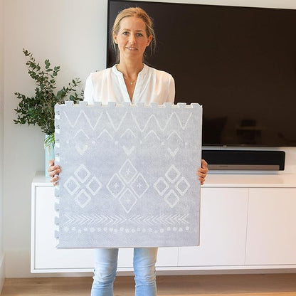 Lillefolk Baby Play Mat for Floor – 6x6ft Gray | Soft Non Toxic Premium EVA Foam Tiles for Tummy Time, Crawling & Playroom – Waterproof for Hard Floors Mat for Babies & Toddlers (9 Tiles)