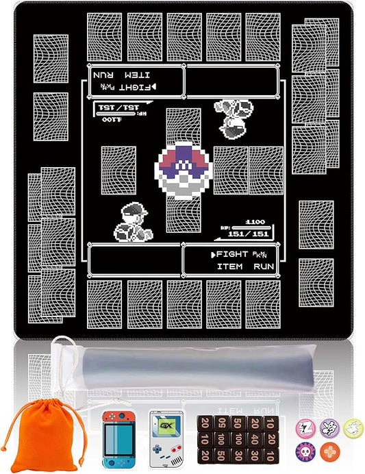 Premium PTCG playmat Set - 24x24 for Pokemon mat with 22 Damage counters and Storage Bag - Ideal for PTCG Board Game and TCG Play(Style4)