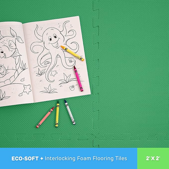 Flooring Inc's 1/2" Soft Non-Toxic Baby Play Mat, Toddler Playmat, Colorful Puzzle PlayMat, Floor Mats for Kids & Babies, EVA Foam Interlocking Tiles for Nursery & Playroom | Blue, 20 Tiles, 80 Sq/Ft