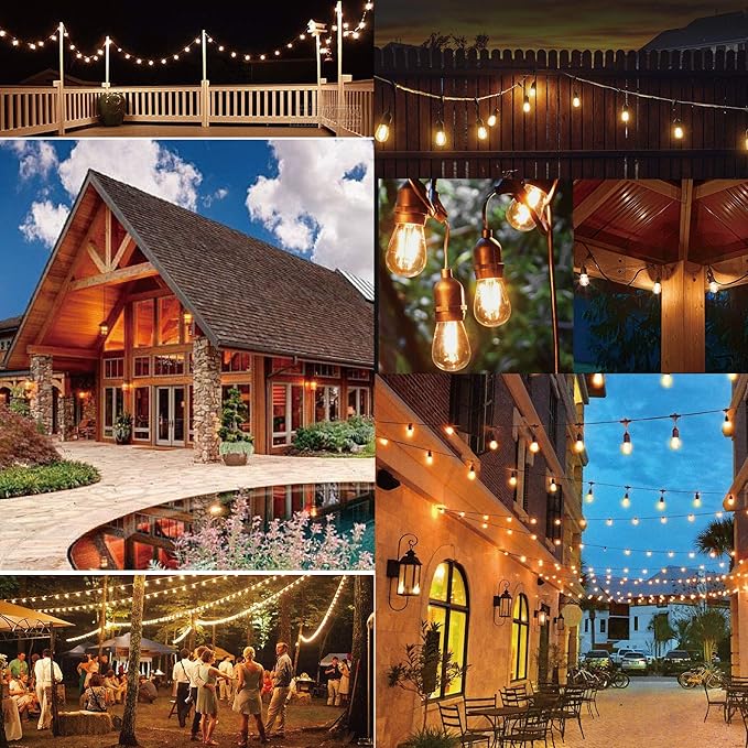SUFEIMAS Outdoor String Lights LED 150FT with 45 Sockets 48pcs S14 Shattreproof Edison Bulbs,Dimmable LED Outdoor String Lights for Outside, Patio,Backyard, Market, Cafe (3 * 50ft)