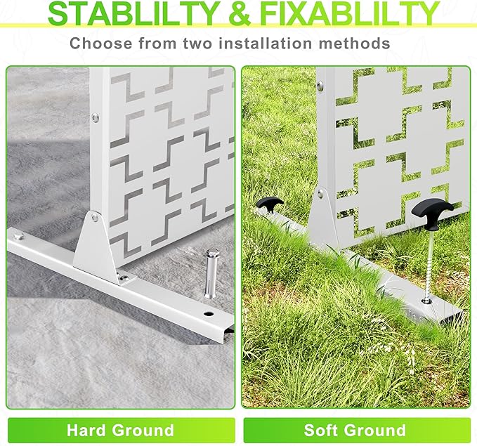 Outdoor Privacy Screen,72" H×47" W Metal Privacy Screen, Freestanding Privacy Fence Panels for Patio