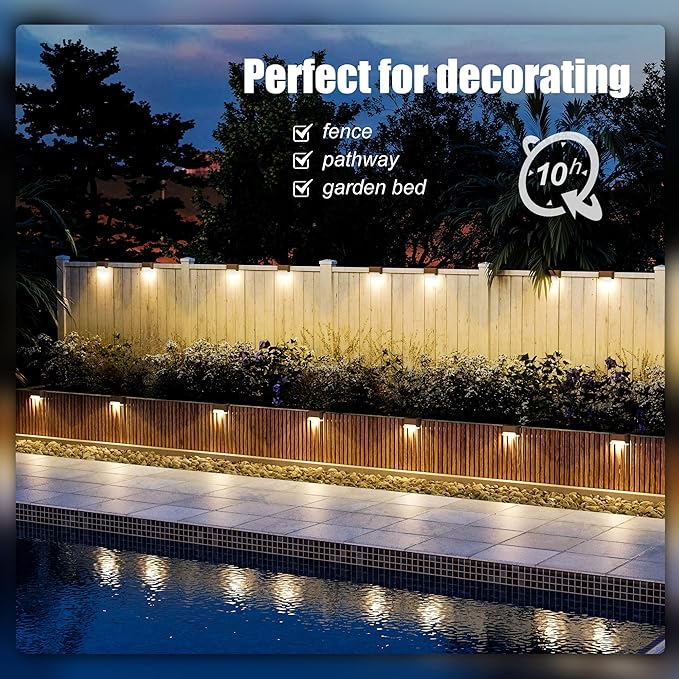 SOLPEX Solar Deck Lights Outdoor 16 Pack, Solar Step Lights Waterproof Led Solar lights for Outdoor Stairs, Step , Fence, Yard, Patio, and Pathway(Warm White)