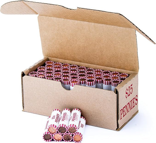 Penny Storage Box Red Holds 50 Wrapped Coin Rolls, 10 Boxes
