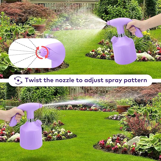 Electric Spray Bottle Automatic Plant Mister 1.8L Rechargeable Battery Powered Sprayer Continuous Spray Bottle Pump Sprayer Indoor Watering Can Garden Mister Bottle for Plants Purple
