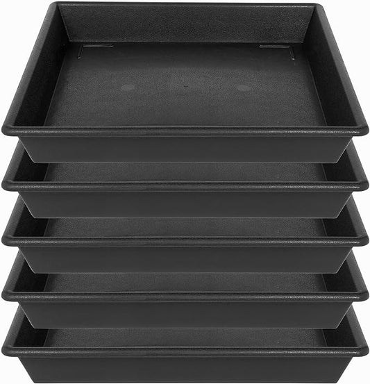 Square Plant Saucer 5 Pack 8 10 12 14 16 18 20 Inch, Plant Trays for Pots Heavy Duty Plastic Plant Saucers for Indoors Outdoors, Flower Pot No Holes Plant Drip Trays