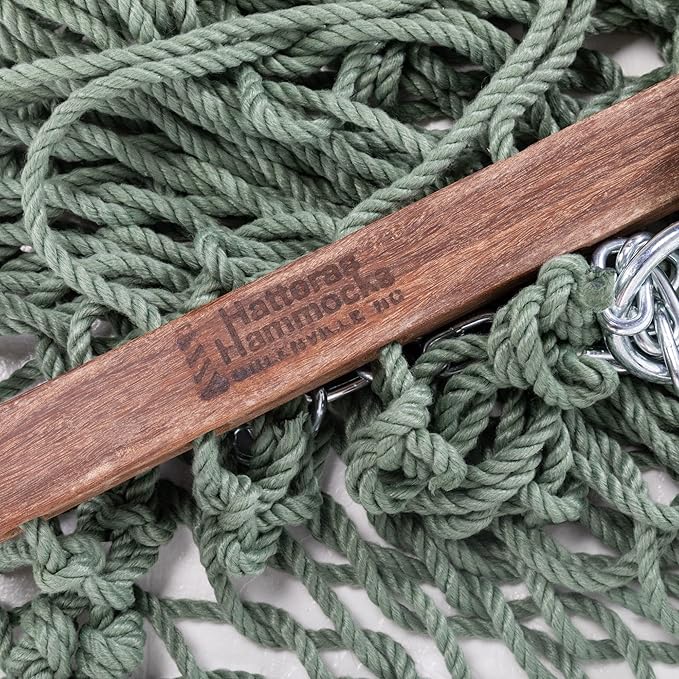Hatteras Hammocks Deluxe Meadow Duracord Rope Hammock with Free Extension Chains & Tree Hooks, Handcrafted in The USA, 450 LB Weight Capacity, 13 ft. x 60 in