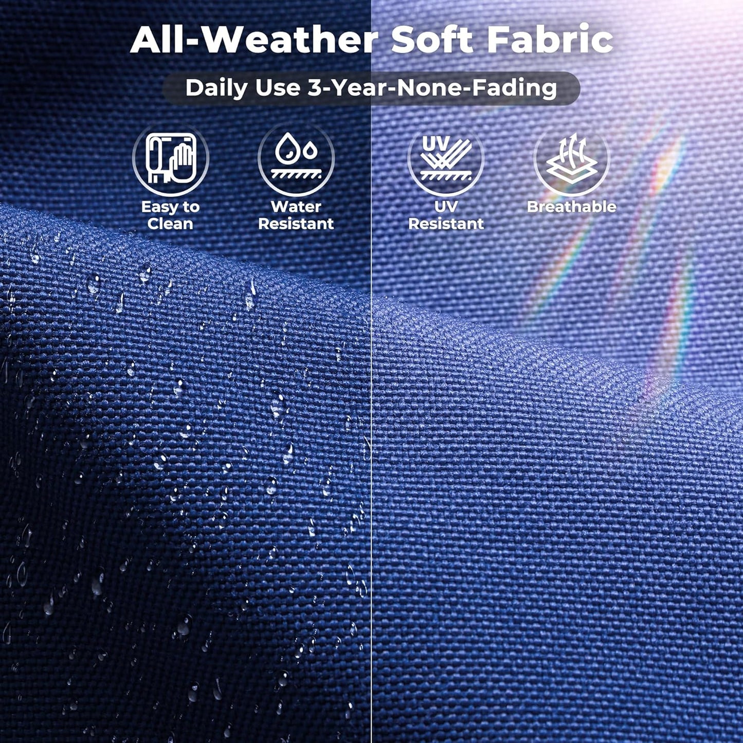 ovios 8 Pieces Patio Furniture Set, Outdoor Wicker Sectional Sofa with Swivel Chair Coffee Table, Modern Modular Deep Seat Rattan Couch Conversation Sets, Navy Blue