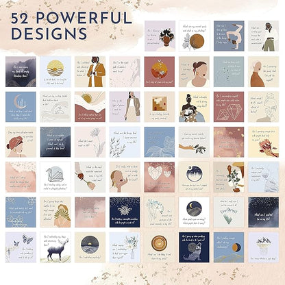 RYVE 52 Empowering Question Cards for Mindfulness, Meditation and Therapy - Self Care, Self Reflection & Positive Affirmation Cards for Women, Mindfulness, Self Love, Self Care Gifts for Women