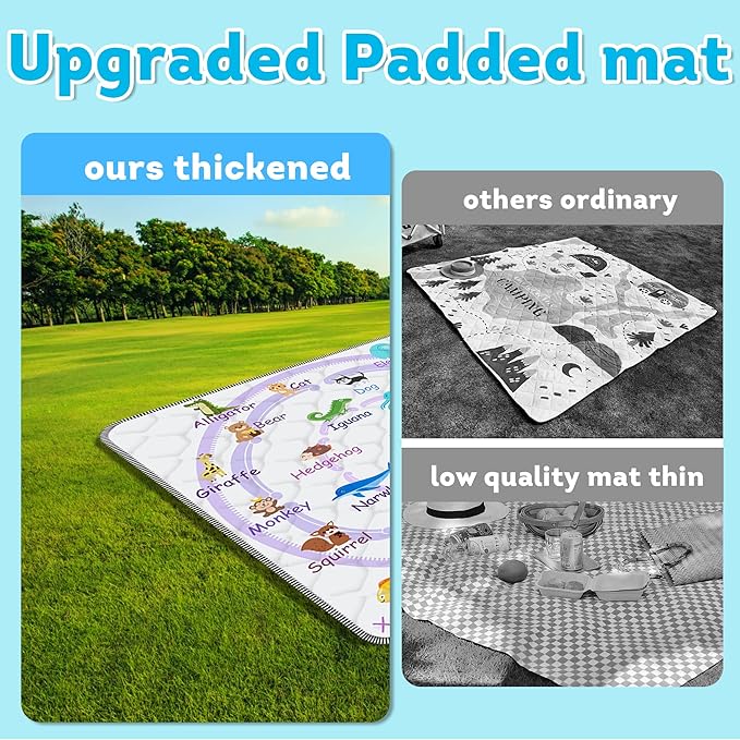 Baby Play Mat，Thick Soft 50" X 50" Playpen mat, Non-Slip and Machine Washable Baby Play Mats for Floor，Crawling Mat for Babies, Toddlers & Infants to Play and Learn (Purple Animal, 50" X 50")